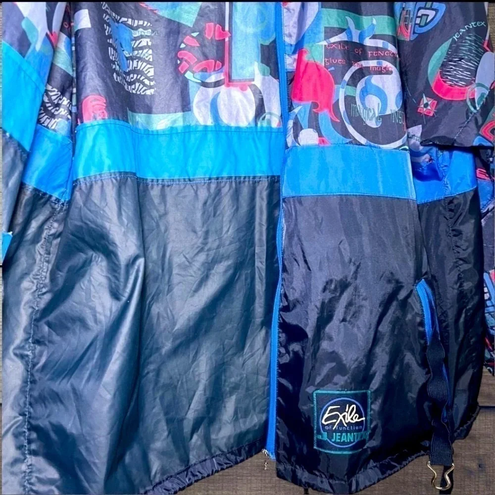 J. Jeantex Vintage 90s Exile of Function Y2K Packable Windbreaker Jacket XL XXL